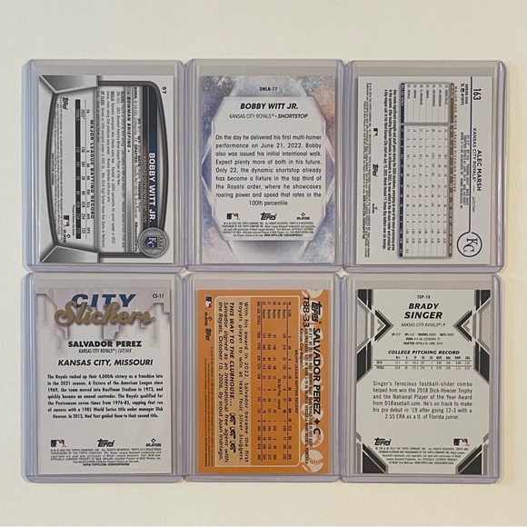 Lot of 6 Kansas City Royals Topps MLB Baseball Cards - Picture 2 of 8